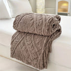 Jacquard Fleece Throw with Woven Geometric Pattern