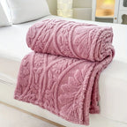 Jacquard Fleece Throw with Woven Geometric Pattern
