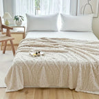 Jacquard Fleece Throw with Woven Geometric Pattern