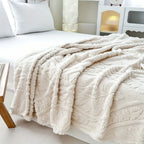 Jacquard Fleece Throw with Woven Geometric Pattern