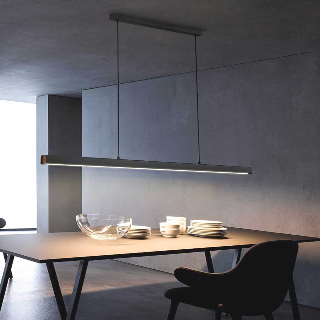 Linear LED Pendant Light, Dimmable Aluminium, 80-200cm