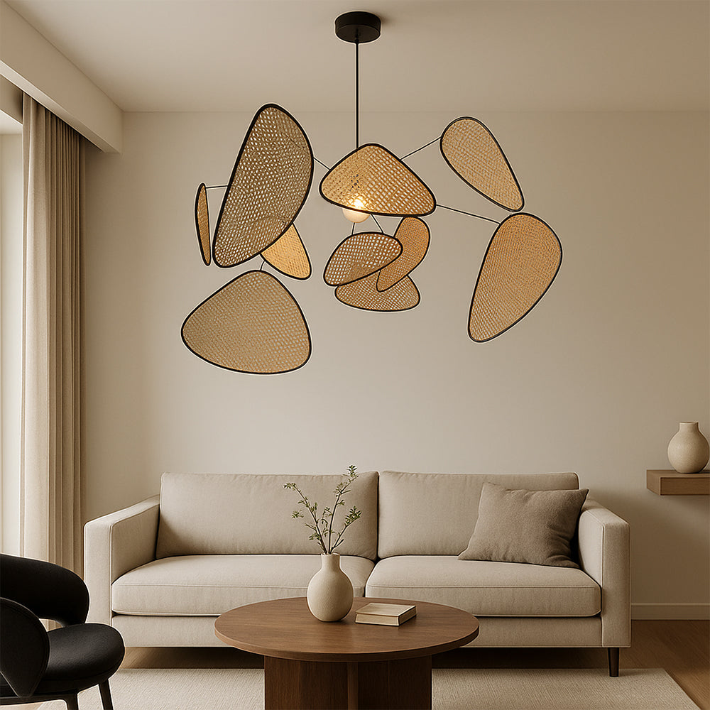 Woven Rattan Pendant Light, LED 3000K, 80 to 120 cm