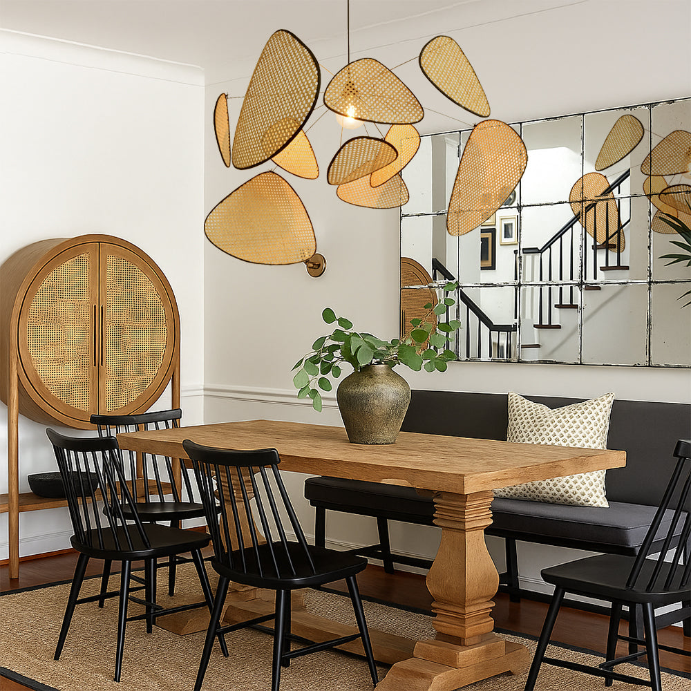 Woven Rattan Pendant Light, LED 3000K, 80 to 120 cm