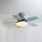 Kids Ceiling Fan with LED Light and Colourful Blades, Remote