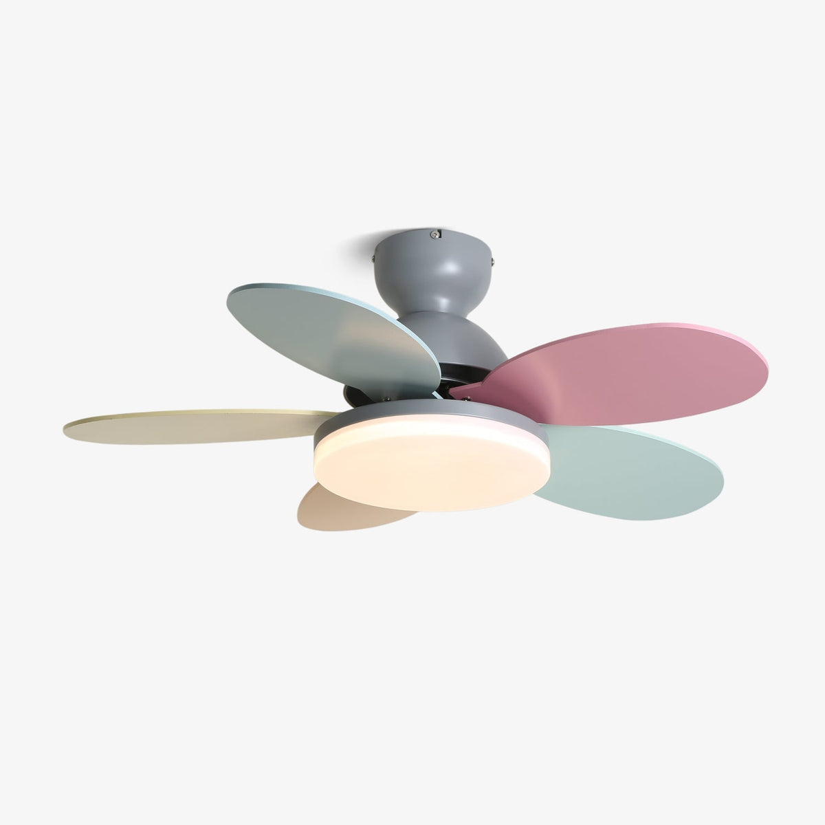 Kids Ceiling Fan with LED Light and Colourful Blades, Remote