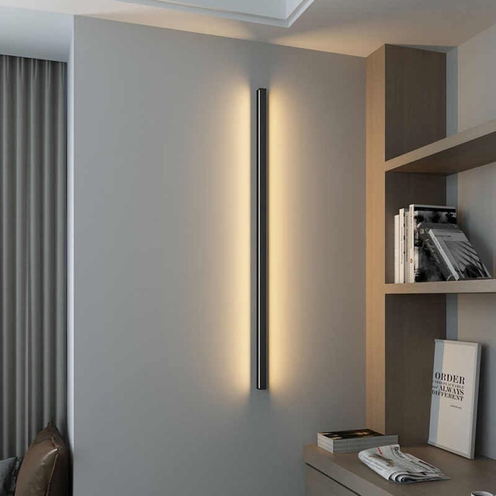 Linear LED Wall Light with Integrated Strip, Black or White