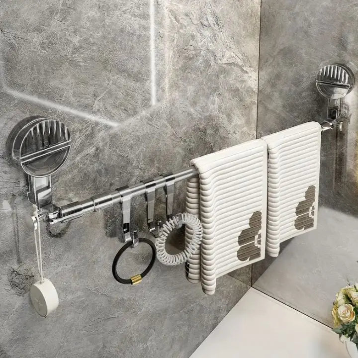 Extendable Towel Rail with Suction Cups, 60-120 cm