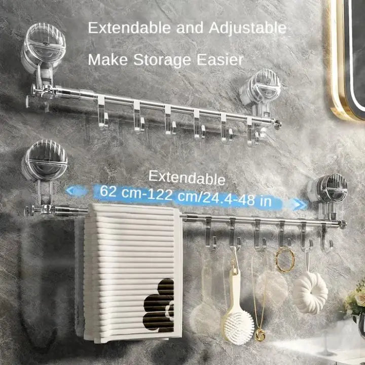 Extendable Towel Rail with Suction Cups, 60-120 cm