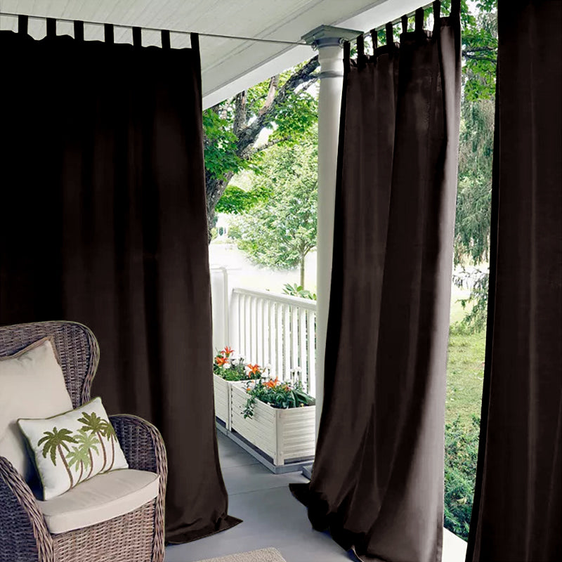 Waterproof Outdoor Curtain Panel with Tab Top, UV Resistant