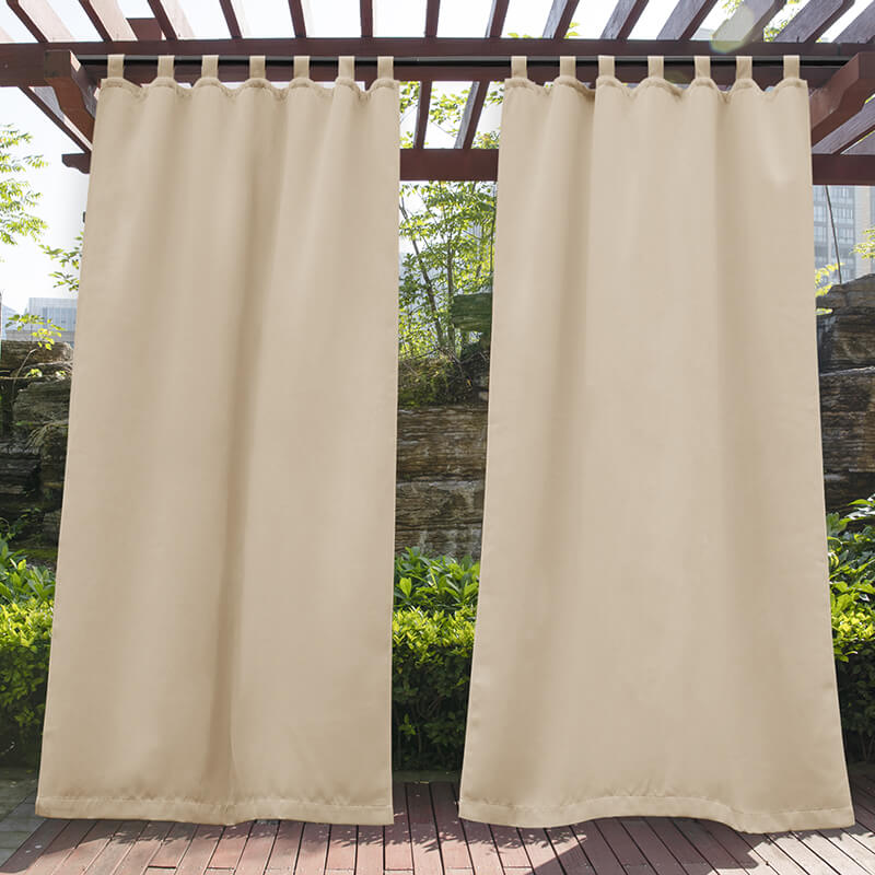 Waterproof Outdoor Curtain Panel with Tab Top, UV Resistant