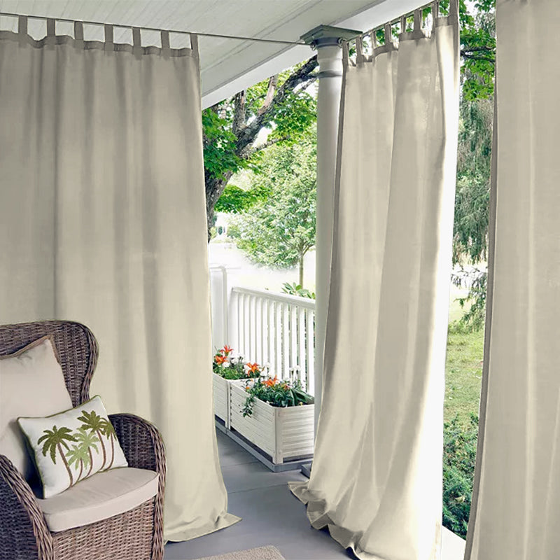 Waterproof Outdoor Curtain Panel with Tab Top, UV Resistant