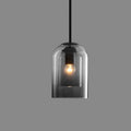 Double Glass Pendant Light, Mid-Century Iron, E27, Dimmable