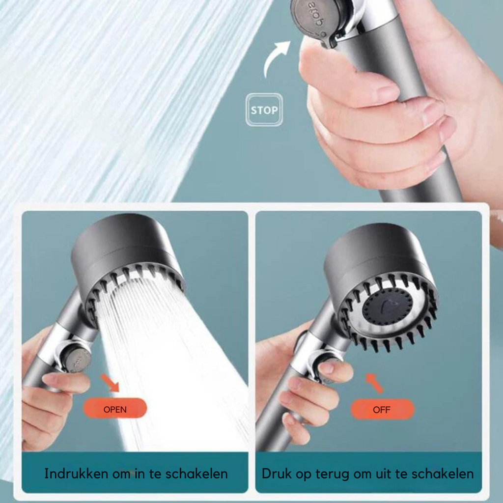High Pressure Shower Head with 4 Spray Settings, Universal Fit
