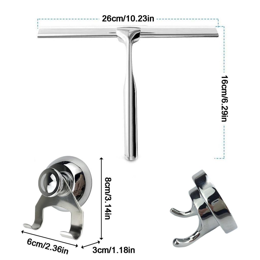 Stainless Steel Shower Squeegee with No-Drill Hanger