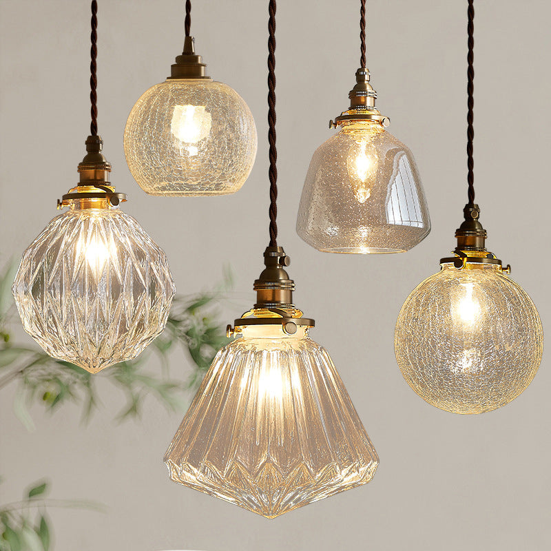 Clear Cut Glass Pendant Light, Scandinavian Retro Style, E27