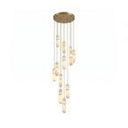 Brass and Alabaster-Style Chandelier, LED, 1 to 15 Lights