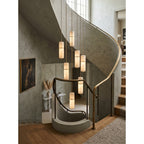 Brass and Alabaster-Style Chandelier, LED, 1 to 15 Lights