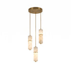 Brass and Alabaster-Style Chandelier, LED, 1 to 15 Lights