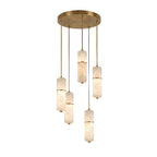 Brass and Alabaster-Style Chandelier, LED, 1 to 15 Lights