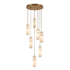 Brass and Alabaster-Style Chandelier, LED, 1 to 15 Lights