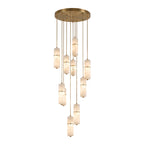 Brass and Alabaster-Style Chandelier, LED, 1 to 15 Lights