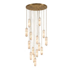 Brass and Alabaster-Style Chandelier, LED, 1 to 15 Lights
