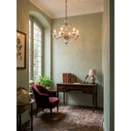 Crystal Chandelier with Glass Shades, Gold Finish, E14