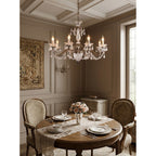 Crystal Chandelier with Glass Shades, Gold Finish, E14