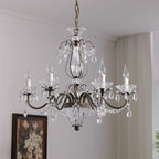 Crystal Chandelier with Glass Shades, Gold Finish, E14