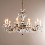 Crystal Chandelier with Glass Shades, Gold Finish, E14