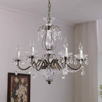 Crystal Chandelier with Glass Shades, Gold Finish, E14