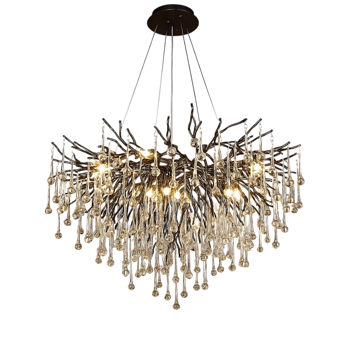 Black Raindrop Crystal Chandelier, 60 x 45cm, Warm White LED