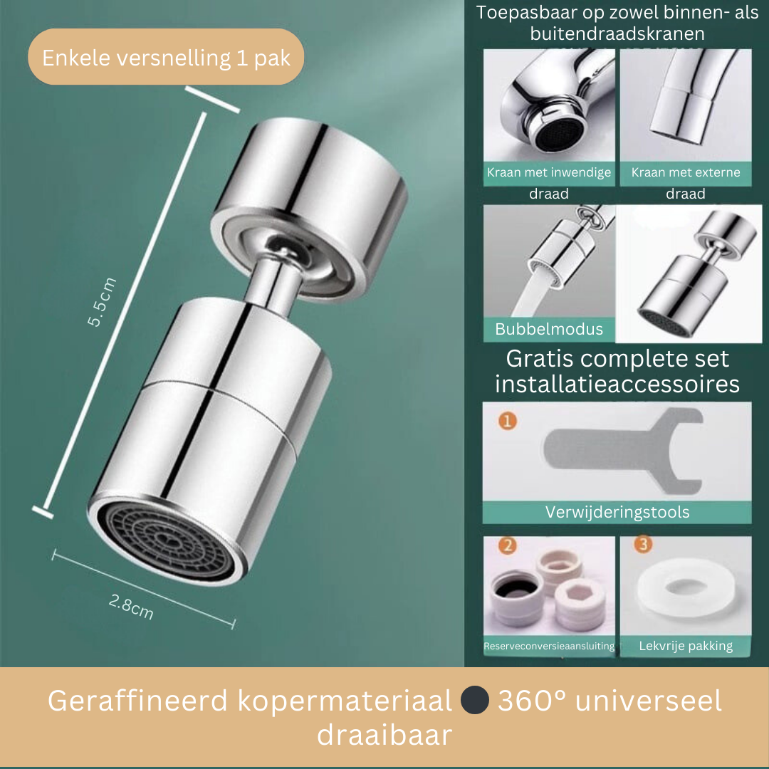 720 Degree Swivel Tap Nozzle with Anti-Splash Dual Spray