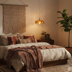 Retro Brass Pendant Light with Petal Glass Shade, 25cm