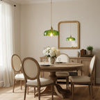 Retro Brass Pendant Light with Petal Glass Shade, 25cm