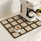 Retro Tile Print Absorbent Coffee Mat, Quick-Dry Drying Mat