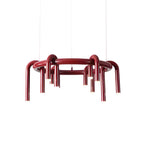 U-Tube LED Chandelier in Matt Red Metal, 12 Lights