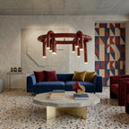 U-Tube LED Chandelier in Matt Red Metal, 12 Lights