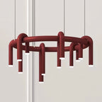 U-Tube LED Chandelier in Matt Red Metal, 12 Lights