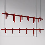 U-Tube LED Chandelier in Matt Red Metal, 12 Lights