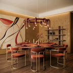 U-Tube LED Chandelier in Matt Red Metal, 12 Lights