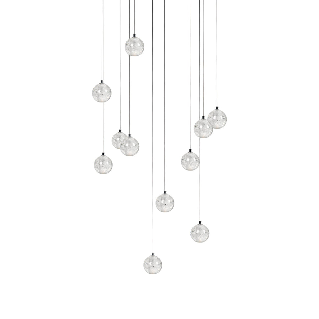 Crystal Globe Cluster Chandelier, Chrome, 1 to 50 Lights