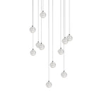 Crystal Globe Cluster Chandelier, Chrome, 1 to 50 Lights