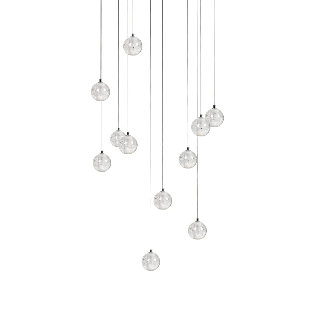 Crystal Globe Cluster Chandelier, Chrome, 1 to 50 Lights