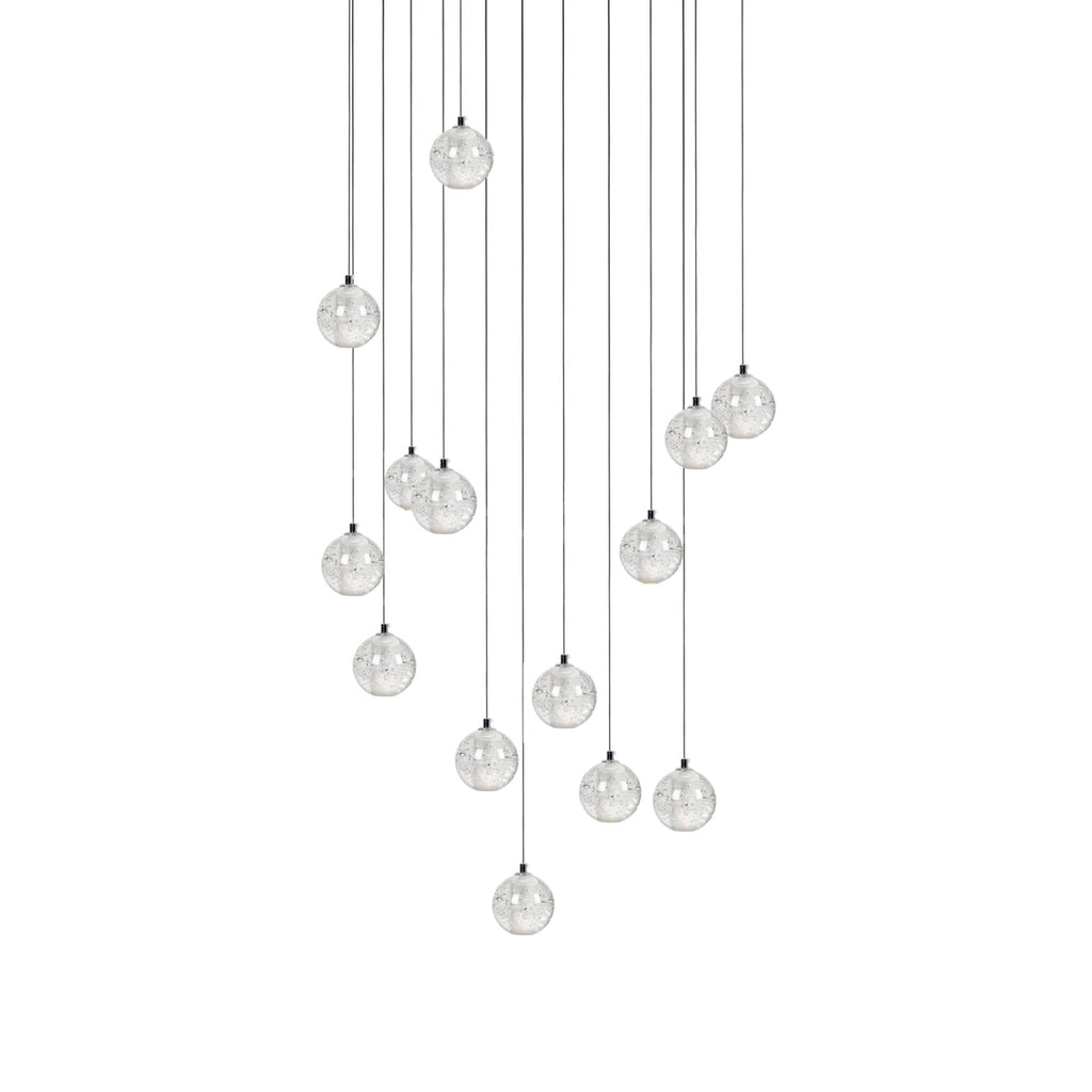 Crystal Globe Cluster Chandelier, Chrome, 1 to 50 Lights