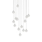 Crystal Globe Cluster Chandelier, Chrome, 1 to 50 Lights