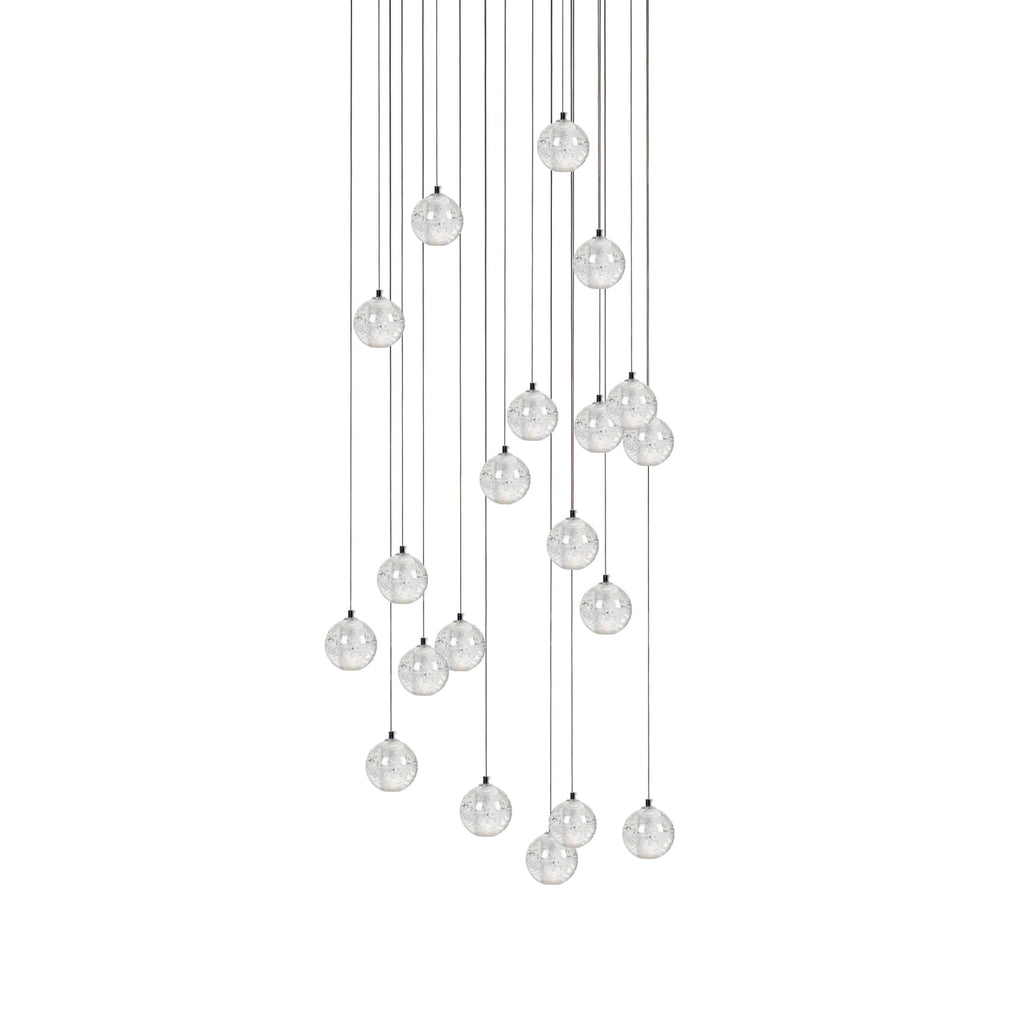 Crystal Globe Cluster Chandelier, Chrome, 1 to 50 Lights