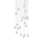 Crystal Globe Cluster Chandelier, Chrome, 1 to 50 Lights