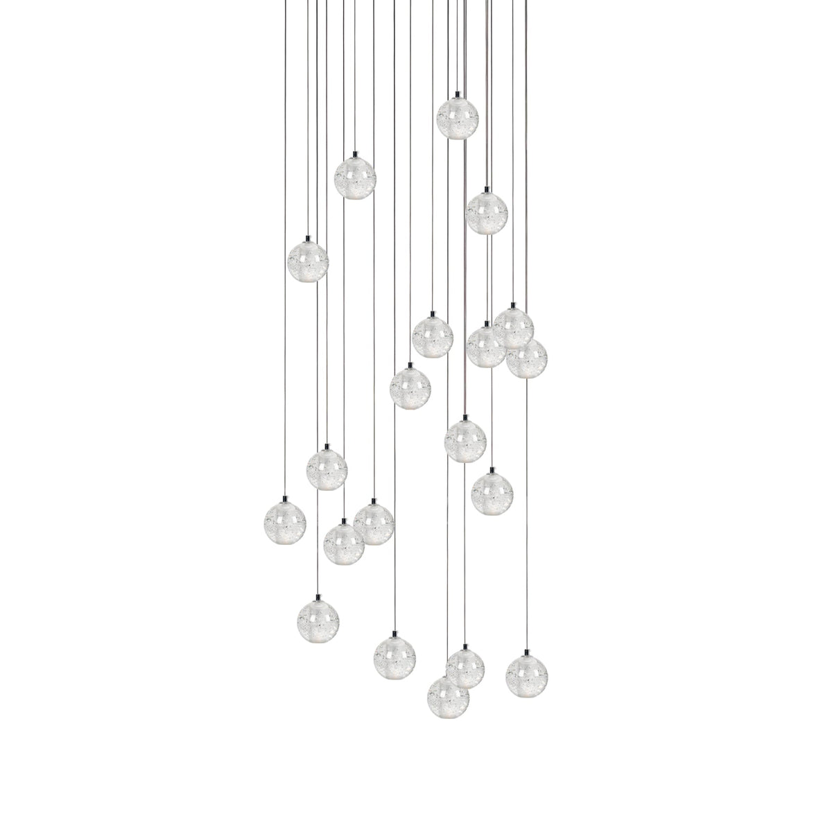 Crystal Globe Cluster Chandelier, Chrome, 1 to 50 Lights