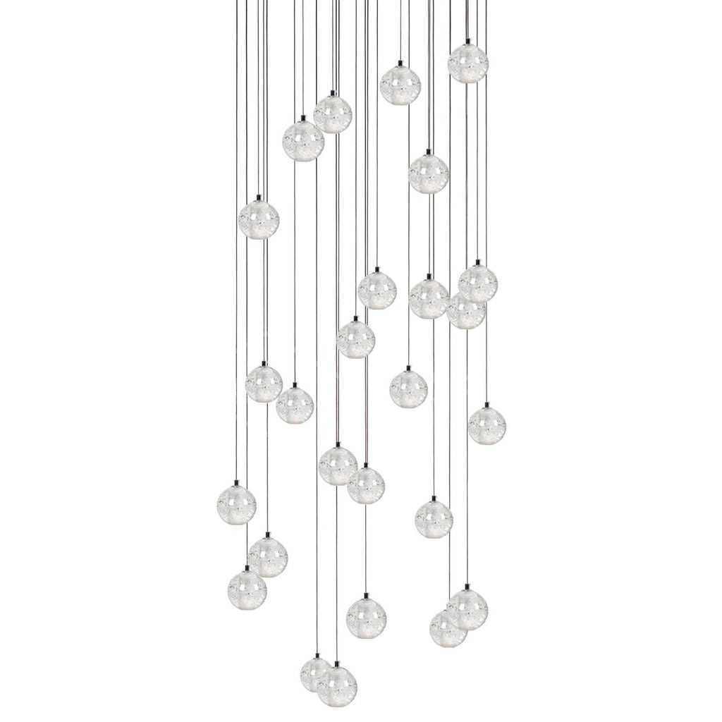 Crystal Globe Cluster Chandelier, Chrome, 1 to 50 Lights